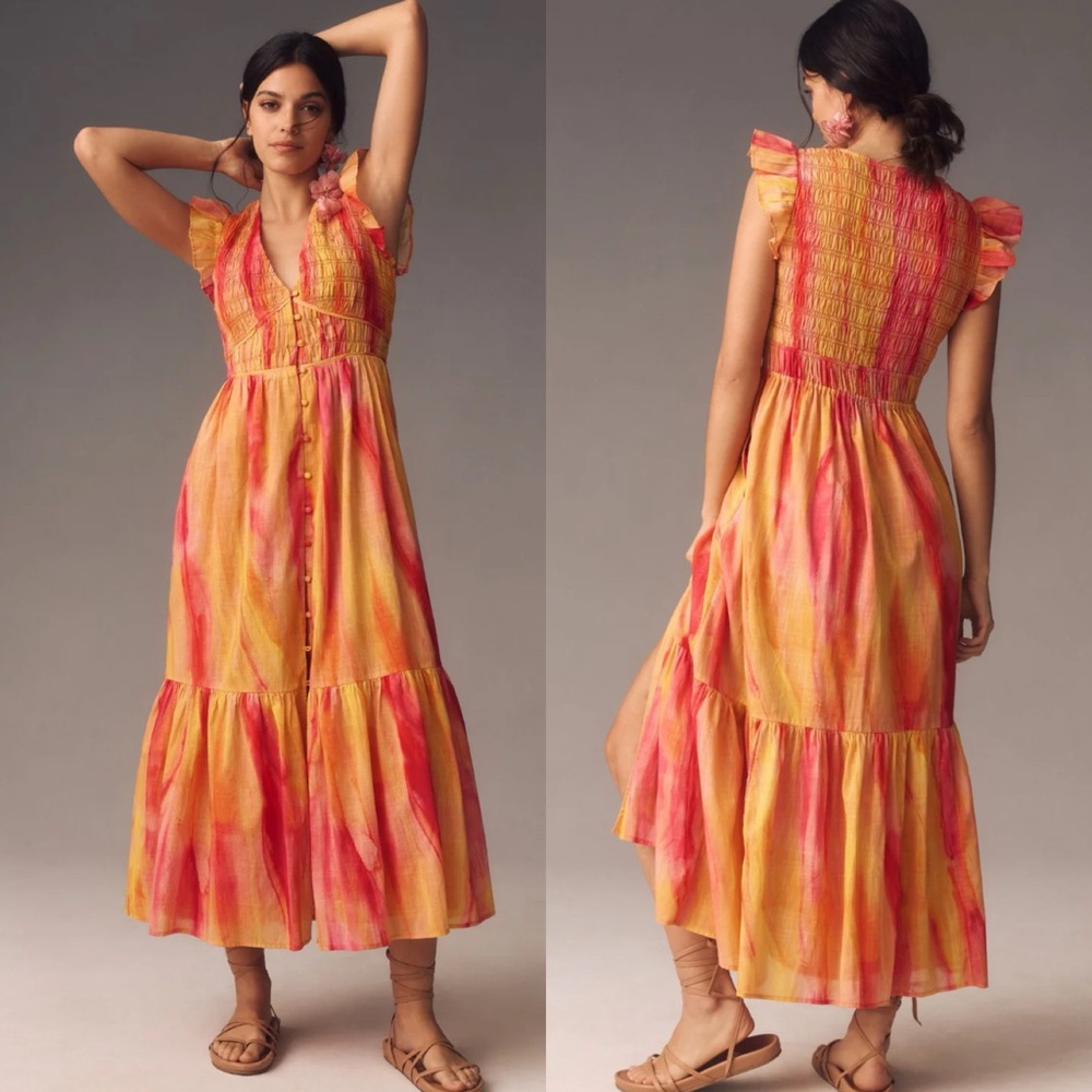 NWT Anthropologie The Peregrine Smocked Midi Dress